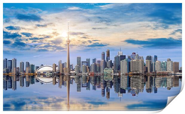 Toronto skyline from Ontario lake Print by Elijah Lovkoff
