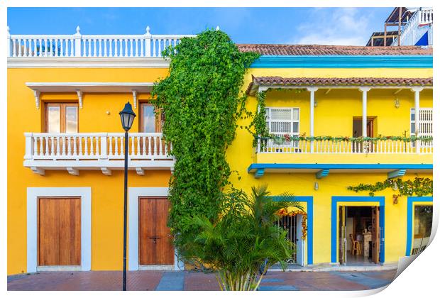 Colombia, Scenic colorful streets of Cartagena in historic Getse Print by Elijah Lovkoff