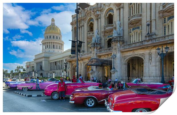 Havana, Vintage colorful taxis  Print by Elijah Lovkoff