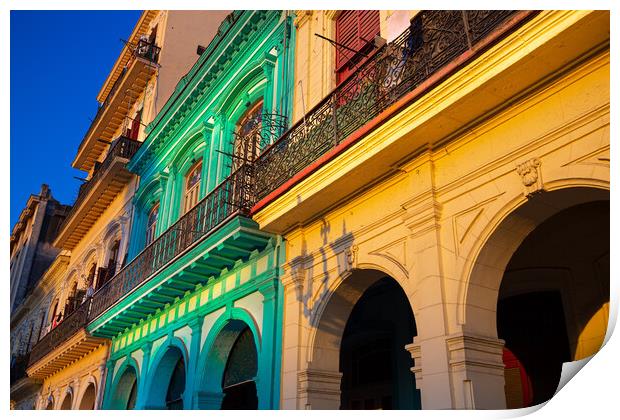 Scenic colorful Old Havana streets in historic city center  Print by Elijah Lovkoff