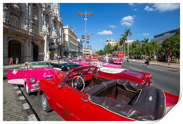 Famous colorful Taxis in Havana Print by Elijah Lovkoff