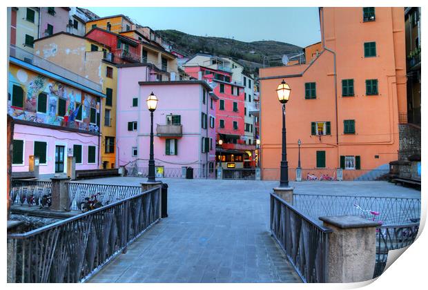 Italy, Riomaggiore colorful streets Print by Elijah Lovkoff