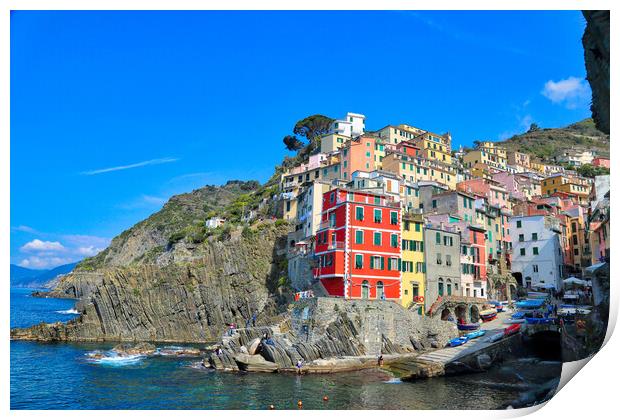 Italy, Riomaggiore colorful streets Print by Elijah Lovkoff