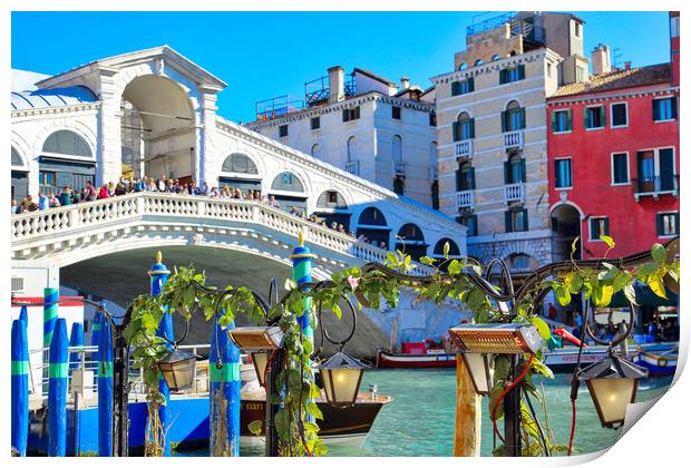 Venice, Italy. Landmark Rialto Bridge, one of the most visited Venice landmark locations Print by Elijah Lovkoff