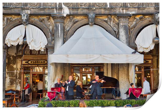 Venice, Italy, Musicians entertaining tourists Print by Elijah Lovkoff