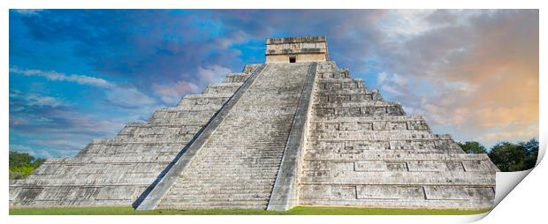 Chichen Itza, one of the largest Maya cities, a large pre-Columbian city built by the Maya people. The archaeological site is located in Yucatan State, Mexico Print by Elijah Lovkoff