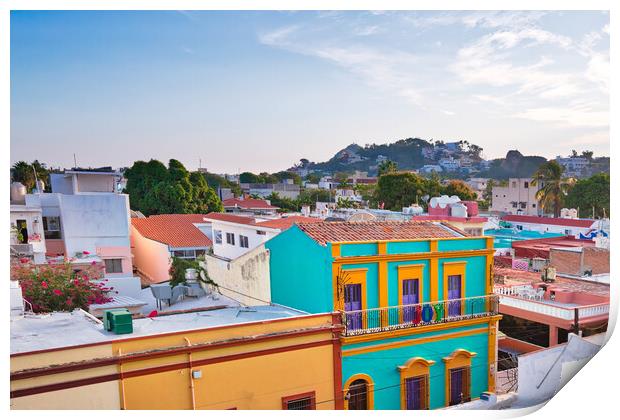 Mexico, Mazatlan, Colorful old city streets in historic city center Print by Elijah Lovkoff