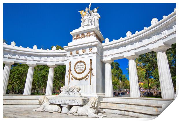 Mexico City, Mexico, Landmark Benito Juarez Monument (The Juarez Hemicycle) at Mexico City Alameda Central Park Print by Elijah Lovkoff