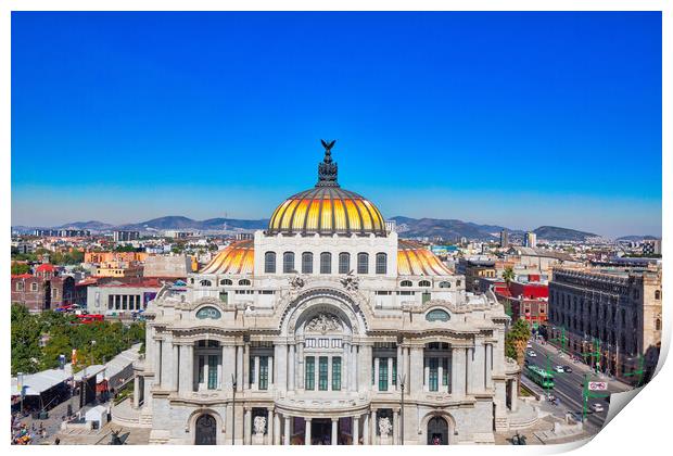 Mexico City, Mexico, Landmark Palace of Fine Arts Print by Elijah Lovkoff