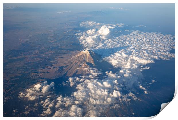 A scenic aerial view of Popocatepetl, a second highest peak in Mexico Print by Elijah Lovkoff
