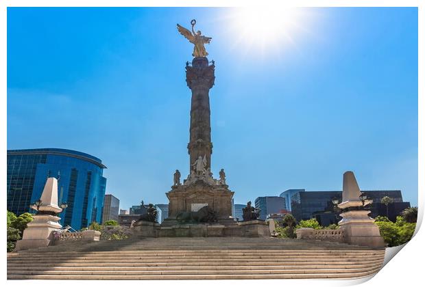 Angel of Independence monument located on Reforma Street near hi Print by Elijah Lovkoff