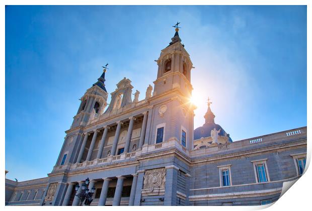 Madrid, Famous Almudena Cathedral on a bright sunny day Print by Elijah Lovkoff