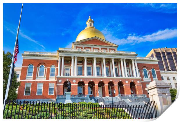 Massachusetts State House in Boston downtown, Beacon Hill Print by Elijah Lovkoff