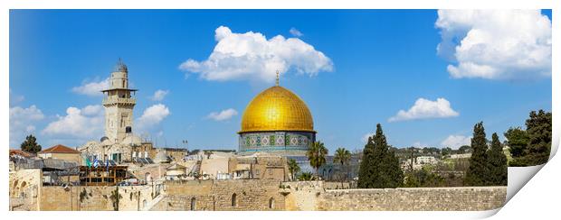 Jerusalem, Islamic shrine Dome of Rock located in the Old City on Temple Mount near Western Wall Print by Elijah Lovkoff