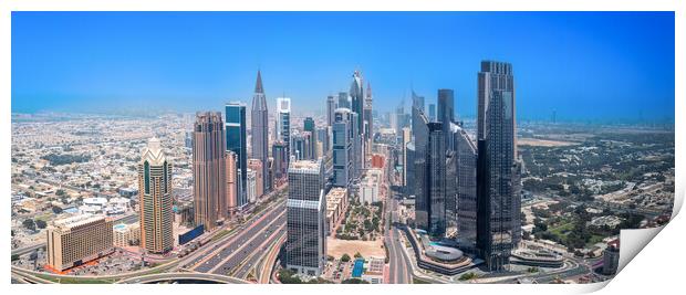 UAE, Dubai downtown financial skyline and business shopping center near Dubai Mall Print by Elijah Lovkoff