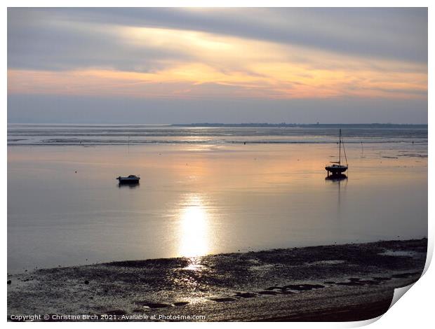 Tranquil sea, Leigh-on-Sea Print by Christine Birch