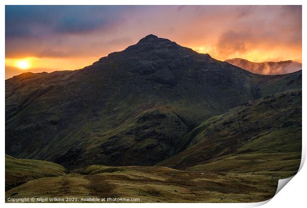 Pike o' Blisco Print by Nigel Wilkins