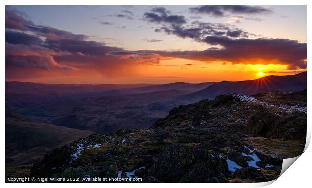 Lake District Sunset Print by Nigel Wilkins
