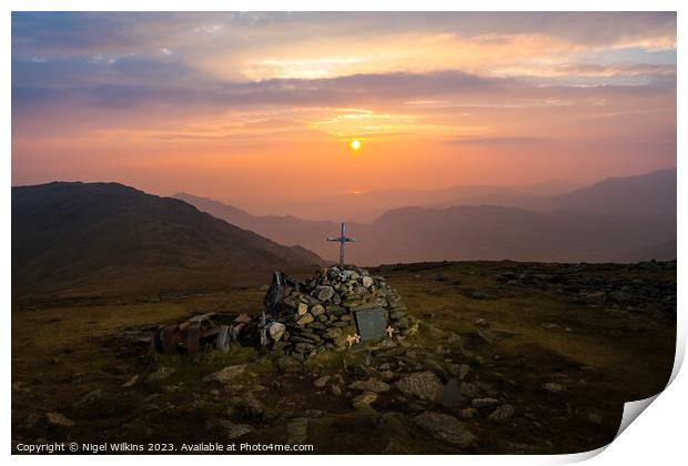 Sunset on Great Carrs Print by Nigel Wilkins
