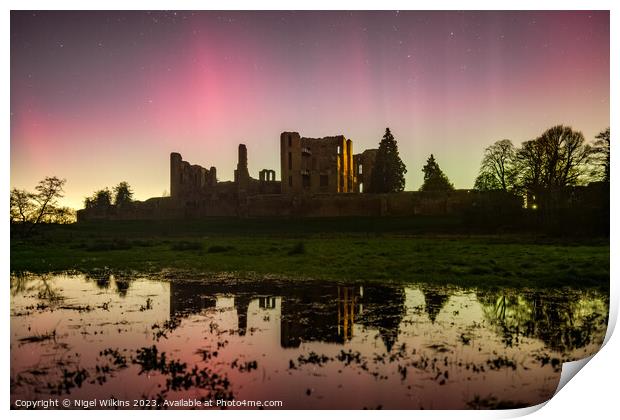 Kenilworth Castle Aurora Borealis (Northern Lights) Print by Nigel Wilkins