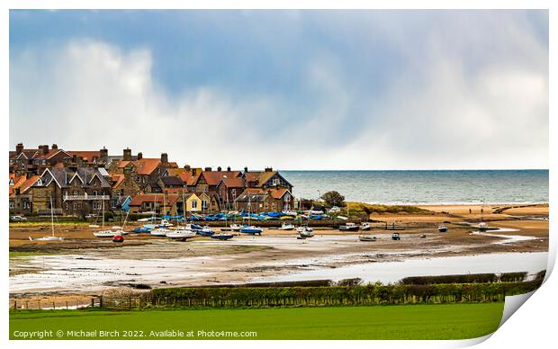 Serene Boats Amidst Alnmouth Stormy Sky Print by Michael Birch