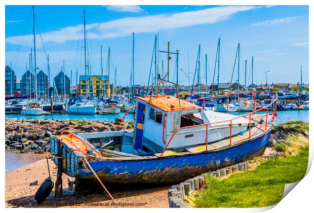 OLD BOAT AMBLE HARBOUR Print by Michael Birch