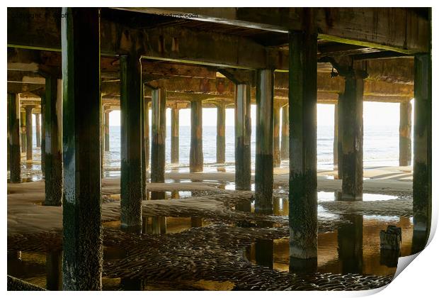 Reflections under the pier Print by Geoff Taylor