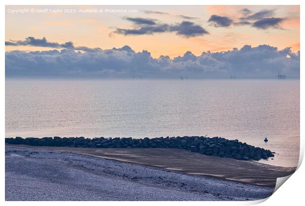 Frost on the beach Print by Geoff Taylor