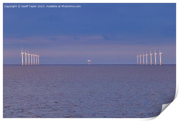 Between the turbines Print by Geoff Taylor