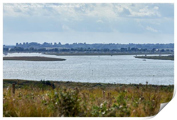 Brightlingsea creek moorings Print by Geoff Taylor