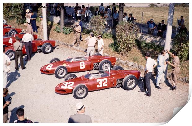 Ferrari Formula One racing cars Monza 1961 Print by Ian Murray