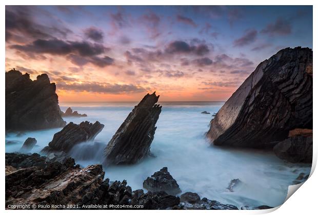 Rocky coastline in Sintra-Cascais natural park, Portugal Print by Paulo Rocha