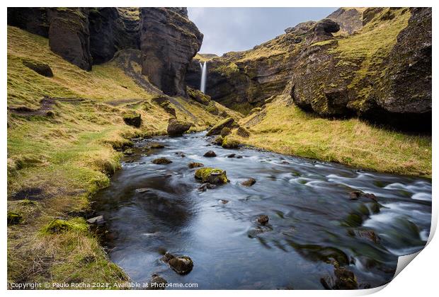 Kvernufoss waterfall in Iceland Print by Paulo Rocha