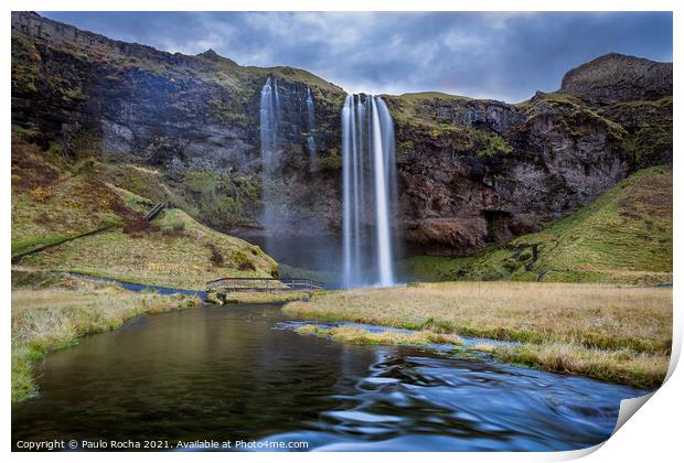 Seljalandsfoss waterfall in southern Iceland Print by Paulo Rocha