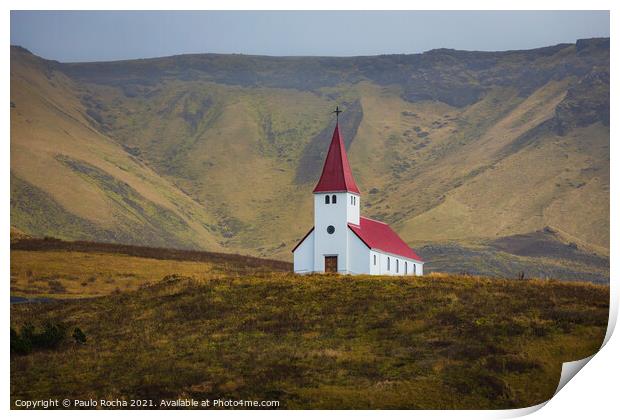 Church in Vik i Myrdal, Iceland Print by Paulo Rocha