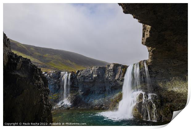 Skutafoss waterfall in southeast Iceland Print by Paulo Rocha