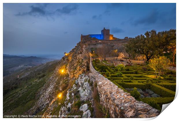 Beautiful garden within the fortress walls in Marvao, Alentejo, Portugal Print by Paulo Rocha