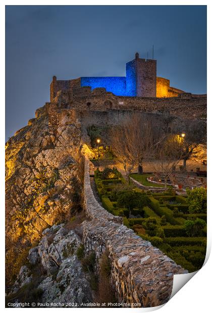 Beautiful garden within the fortress walls in Marvao, Alentejo, Portugal Print by Paulo Rocha