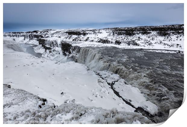 Dettifoss waterfall in Iceland. Winter time. Print by Paulo Rocha