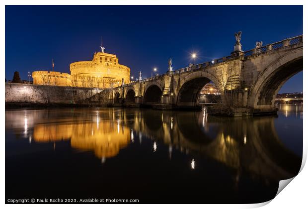 Bridge and castle Sant Angelo Print by Paulo Rocha
