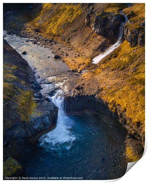 Benefoss waterfall in northern Iceland Print by Paulo Rocha