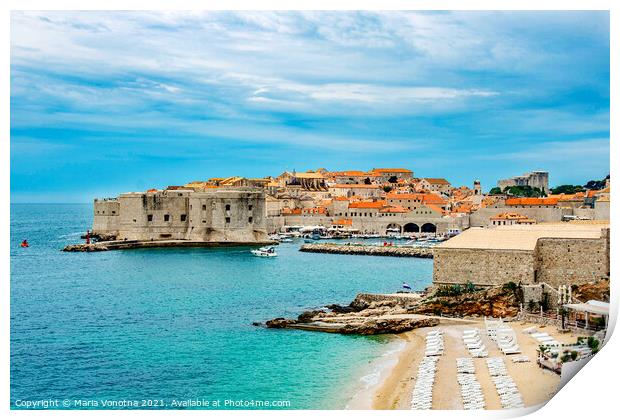 Dubrovnik beach Print by Maria Vonotna