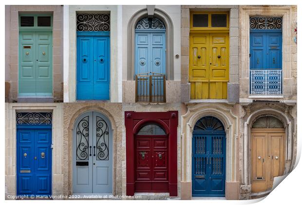 Set of colorful front doors in Malta Print by Maria Vonotna