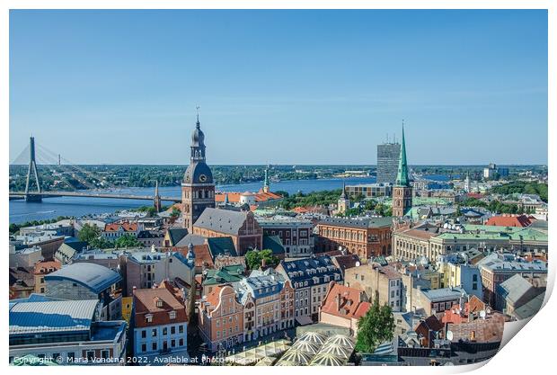 View of Riga city center from above Print by Maria Vonotna