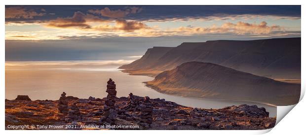 Westfjords Stone Piles Print by Tony Prower
