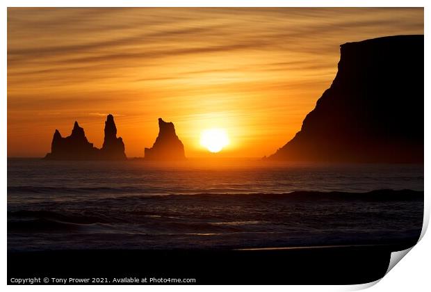 Reynisdrangar Sunset Print by Tony Prower