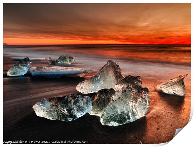 Red Dawn Ice Print by Tony Prower