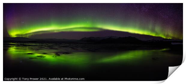 Northern lights pano Print by Tony Prower
