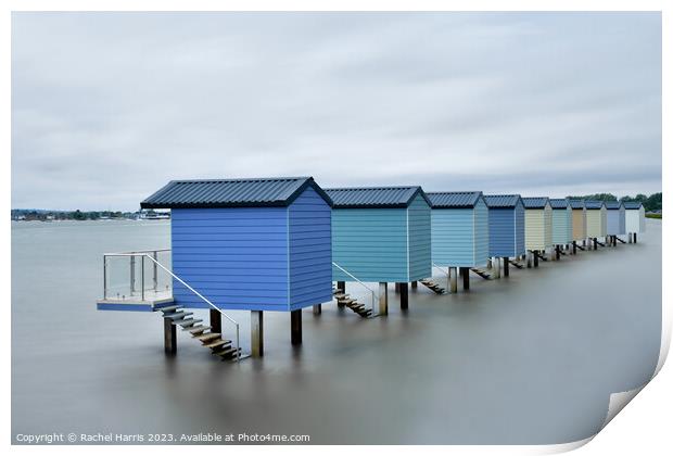 Osea Beach huts Print by Rachel Harris