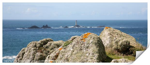 Longships Lighthouse, Lands End. Print by Sandra Day